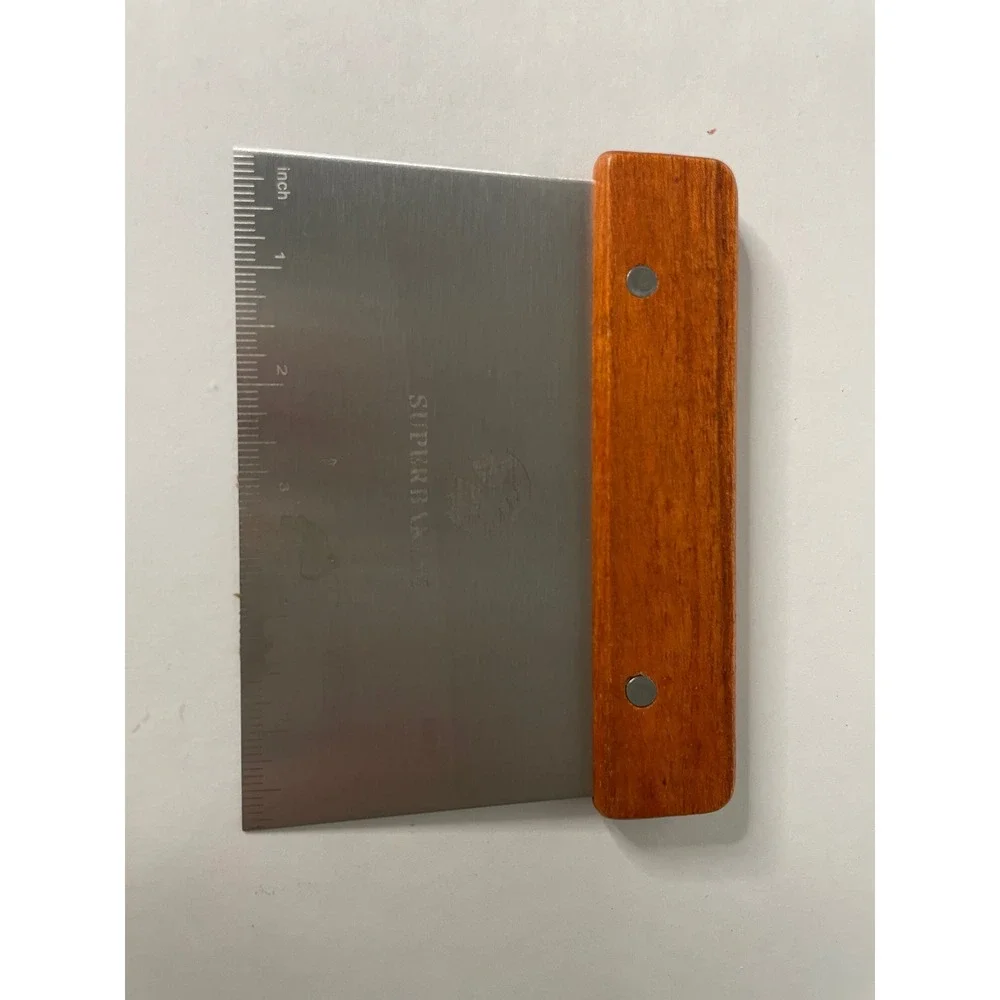 Superbakers Dough Scraper 6 Inch Silver New Wood Handle Bench Knife